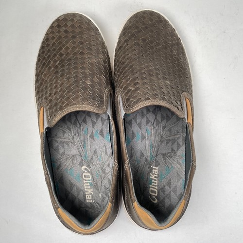 Olukai Lae’ahi Lauhala Halbschuhe Herren Größe 12 Braun Gewebtes Leder Slipper Schuhe - Bild 9 von 10