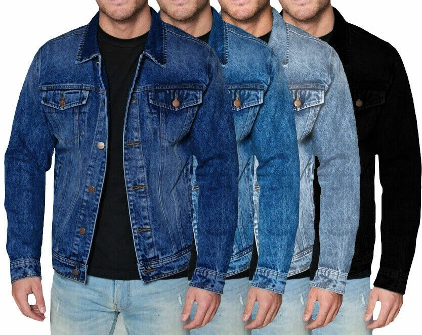 Men’s Red Label Premium Faded Denim Cotton Jean Button Up Slim Fit Jacket - product detail image 1