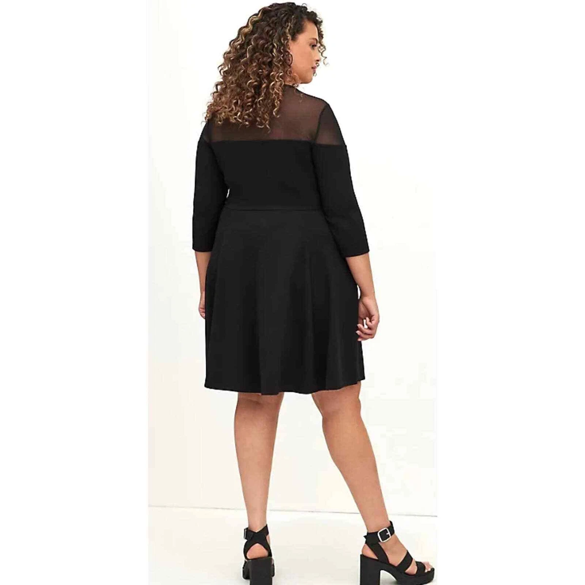 Torrid New 4 4X 26 Black Cupro Mesh Skater Party Cocktail Mini Dress