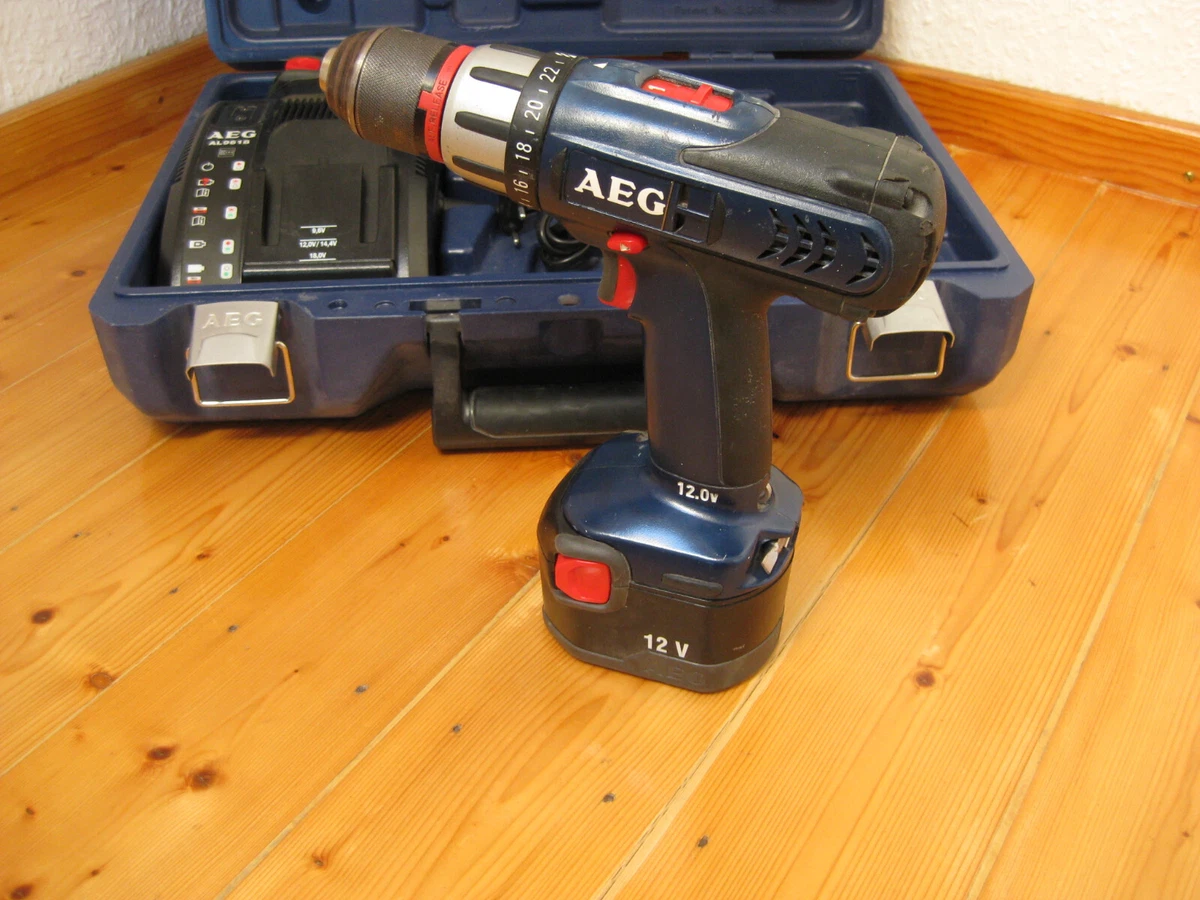 AEG BS12 X Cordless Screwdriver Set with Case 2 Batteries Charger