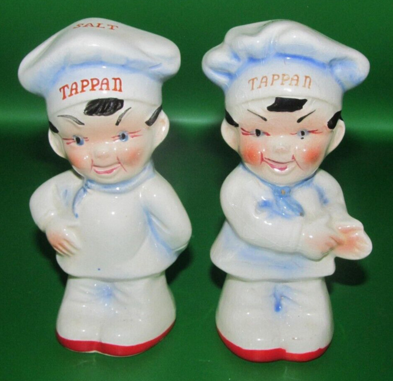 Vintage Tappan Gas Range Stove Advertising Salt & Pepper Shakers Chef 1950s Oven