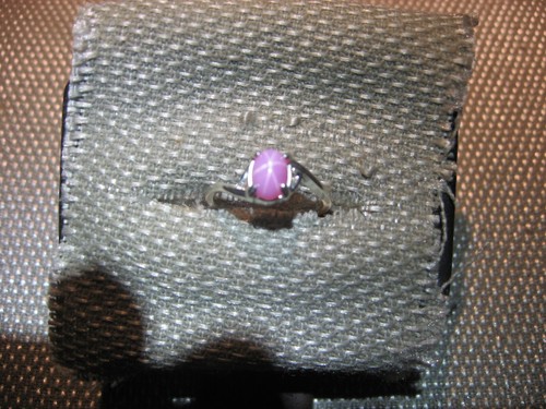 7X5MM SALMON PINK LINDE STAR SAPPHIRE RING 925 STERLING SILVER SIZE 5.5