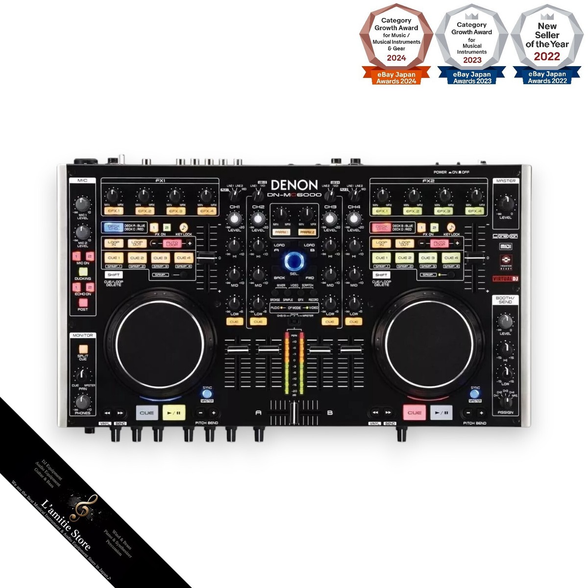 DENON DN-MC6000 4ch DJ Controller Mixer Traktor Virtual 4