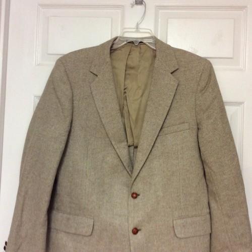 Andhurst Mens Blazer Size 43 R Light Brown Wool Collared Two Button 77 - Picture 3 of 7