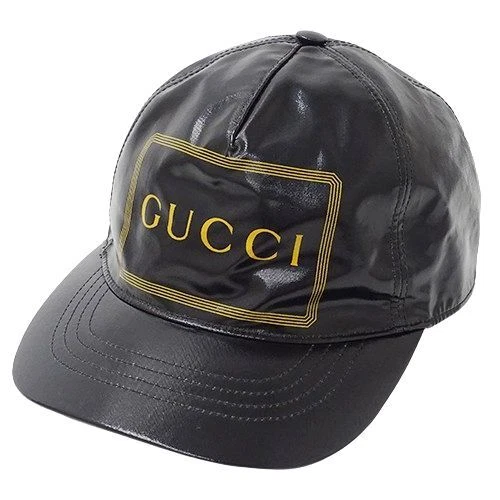 Cappellino da baseball donna Gucci nero rivestito in tela con logo (taglia S) usat alla m