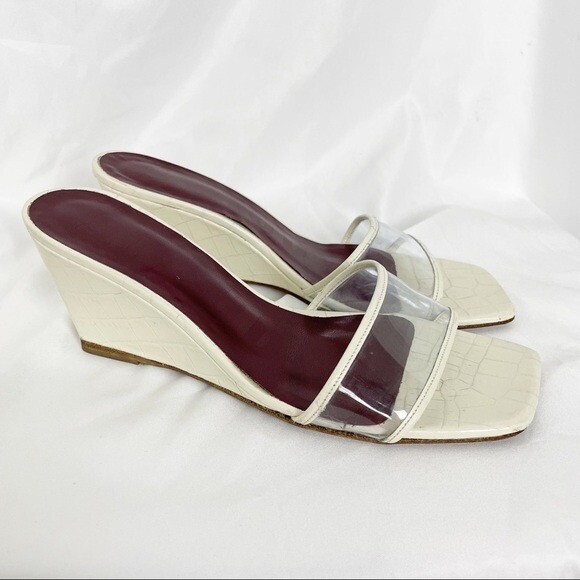 Staud Billie Croc Effect Leather Wedge Sandals 36.5