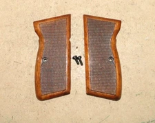 FEG R9 9mm ORIGINAL CHECKERED WOOD GRIPS & SCREWS.