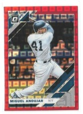 Miguel Andujar 2019 Donruss Optic Pandora Red First Off Line Parallel #129 /99