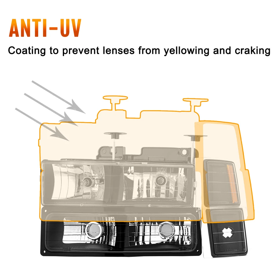 Faro negro 94-98 para Chevy Silverado C/K C10 Tahoe 1500 2500 3500 1994-1998 Foto 4 de 4