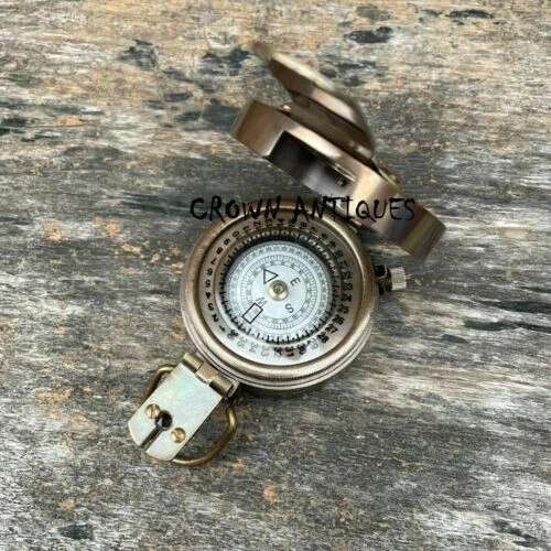Vintage Solid Brass WWII Military Pocket Compass Antique Compass Designer Gift - Picture 7 of 16