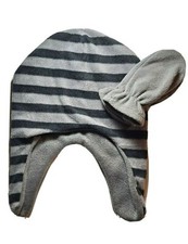 Boy's Fleece Hat w/ Ear Flap  mittens Set NWT beanie gloves OSFM Gray, Black