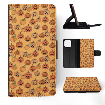 FLIP CASE FOR APPLE IPHONE|HALLOWEEN PUMPKIN FACES PATTERN