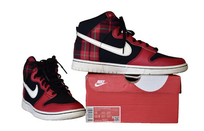 D0 Auth NIKE Dunk High Retro SE Tartan Plaid Black Red Shoes DV0826-001 Size 11