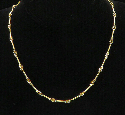 14K GOLD Vintage glänzend Cluster Stab Glieder massive Kette Halskette GN023 - Bild 2 von 6