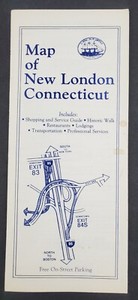 1980s New London Connecticut CT Tourist Map Businesses Vintage Travel Brochure