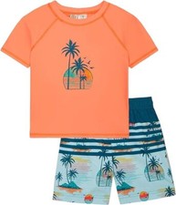 Ocean Pacific Boys' Rashguard and Trunks Swimsuit Set Tropical