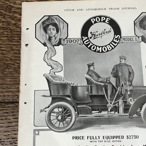 1907 Pope Automobiles Hartford Ct 25 35 HP Car Art Antique Picture Print Old Ad - Picture 5 of 7