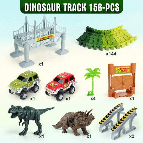 Dinosaur Toys Dino Race Car Track w/ Flexible Track Toddler Kids Boys Girls NEW - Picture 2 of 6