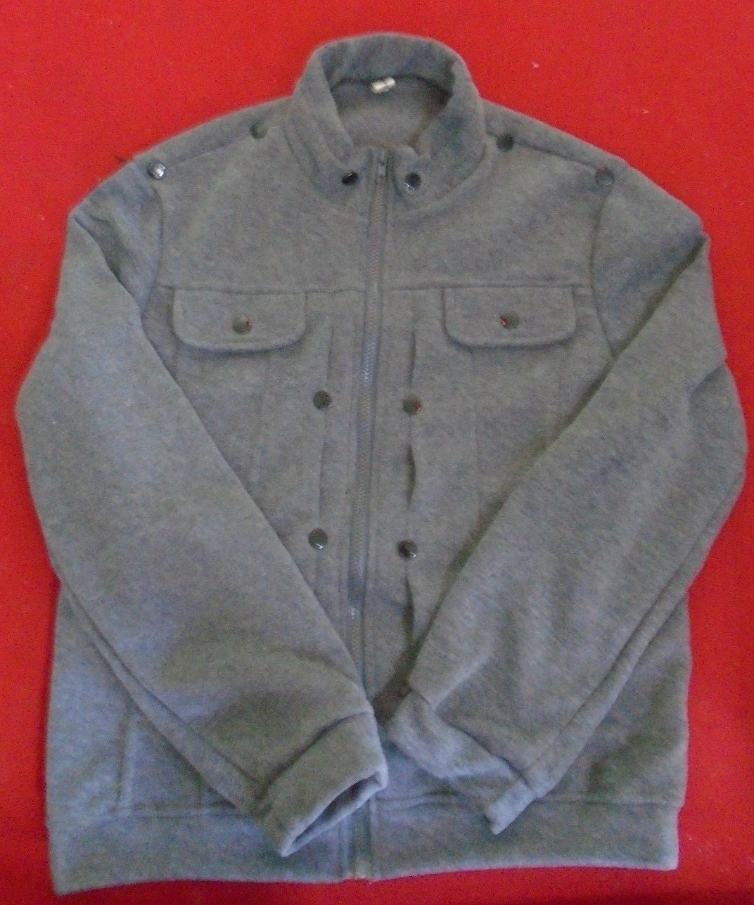 BOMBER JACKET Unisex Gray Small Front Zipper Men's Women's NWOT *25-image