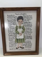 Hand Crafted Cross Stitch Framed ‘This Is A Grandma’ 11 1/4” X 14 1/4”