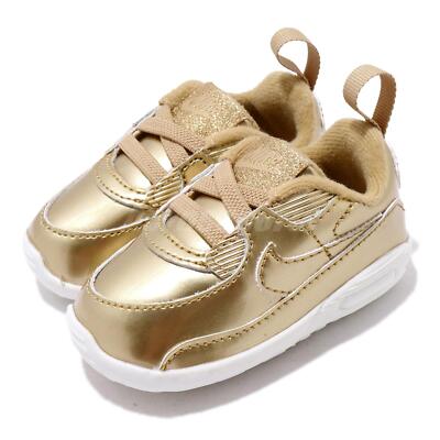 Nike Max 90 CRIB QS Gold White TD Toddler Infant Baby Shoes