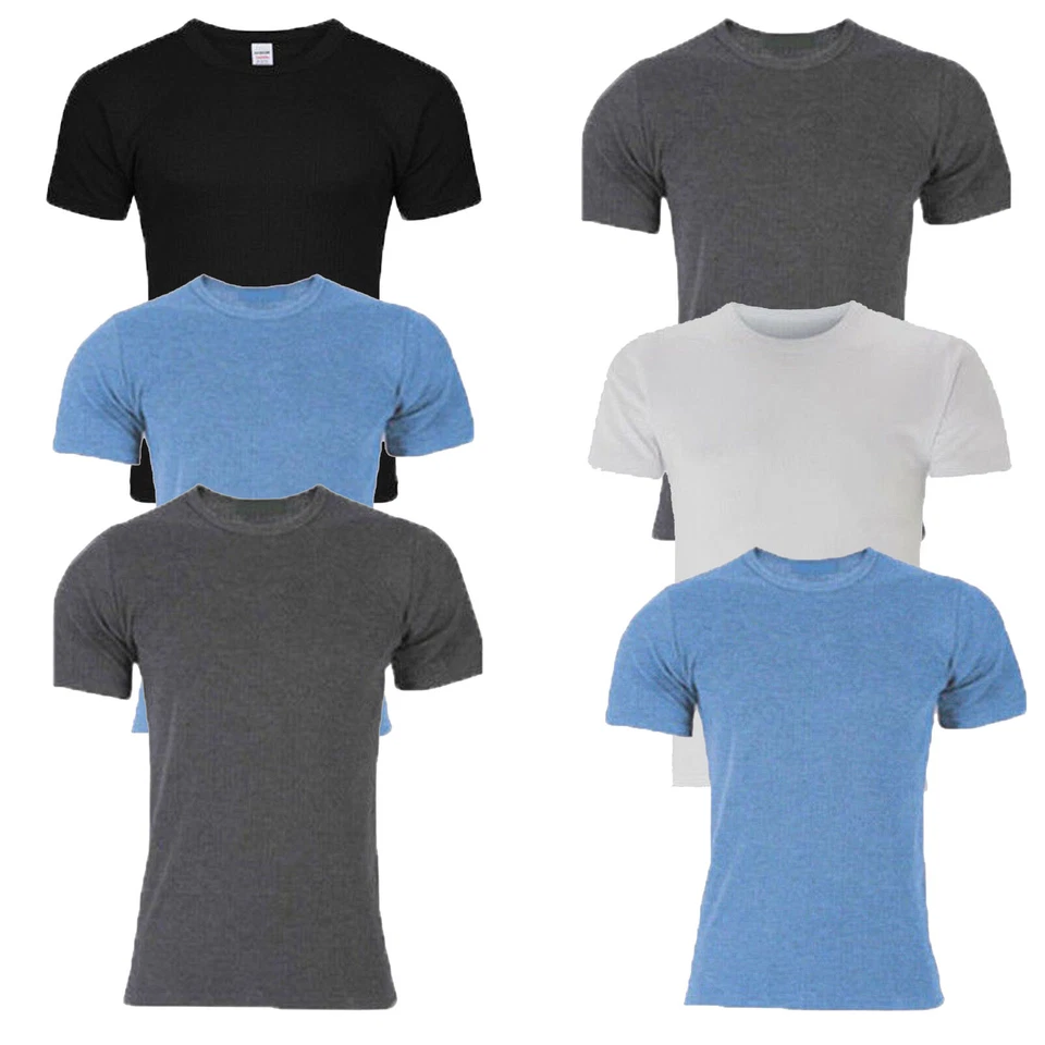TOPS 4 X Men Short Sleeve Thermal Vest T Shirt Brushed Inside For Extra Warmth