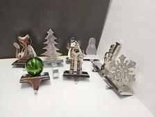 Christmas Stainless Steel Stocking Holders Lot Of 8