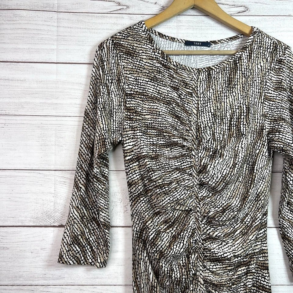 Vestido manga larga ajustado acanalado estampado animal tarta talla M Foto 3 de 4