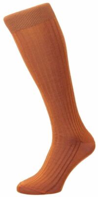 Pantherella Herren Danvers Einfach Baumwolle Socken - Orange