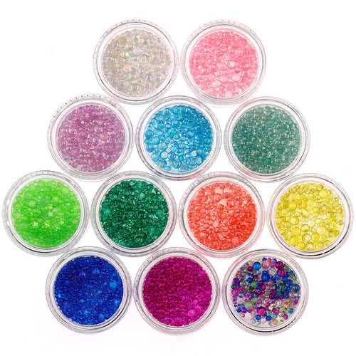 AB Colors Nail Beads Manicure Mixed 3D Charms Jewelry Ball Nail Art Decorations - Picture 8 of 34