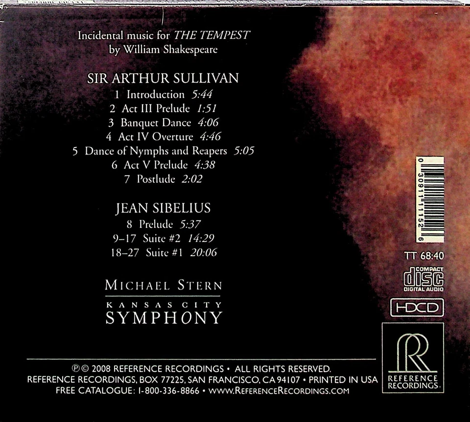 Shakespeares Tempest -CD -Michael Stern (Reference Recordings 24 Bit) Sibelius - Image 3 of 3