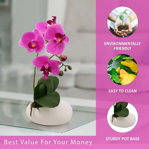 Künstliche Orchidee 60cm Blumenaufsteller im Topf weiß realistisch Home Party Deko - Bild 3 von 8