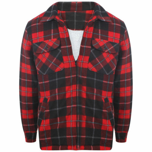 Men's Lumberjack Padded Quilted Check Warm Winter Work Shirt/Jacket Coat M-4XL - Picture 3 of 13