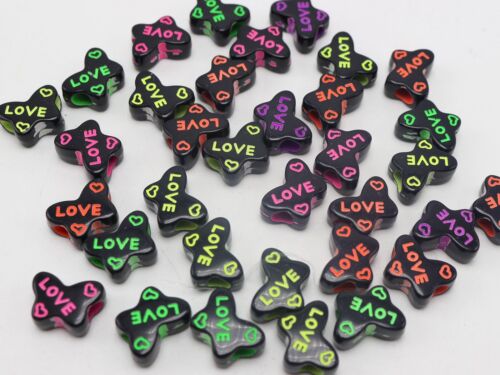 Craft DIY Black With Neon Color Various Shape Butterfly Spacer Beads Kids Crafts - Picture 7 of 9
