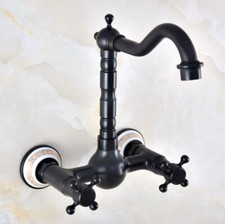 Black Oil Rubbed Brass Wall Mount Kitchen Faucet Bathroom Sink Mixer Tap 2nf879