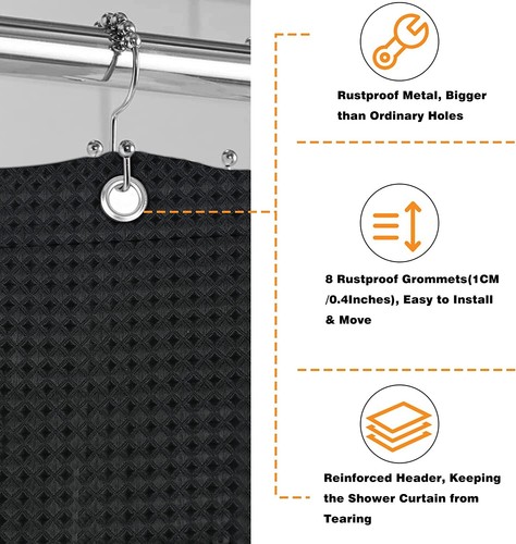 Waschbarer kleiner Stall Duschvorhang, 70" x 40" schmal Waffelmuster Stoff - Bild 5 von 9