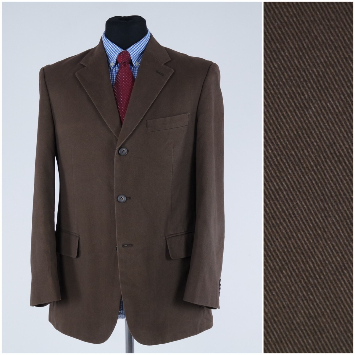 Mens Summer Sport Coat 40S US Size LICONA Brown Cotton Blazer