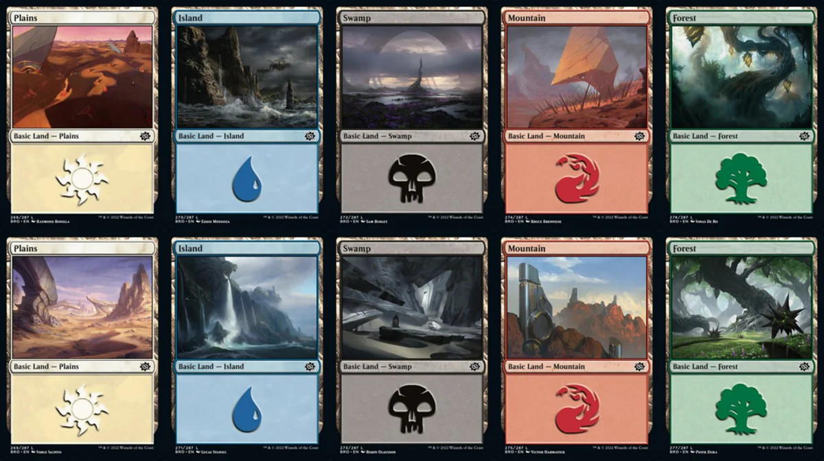 The Brothers' War Basic Land set (1 each of 10) Foil MTG Magic | eBay