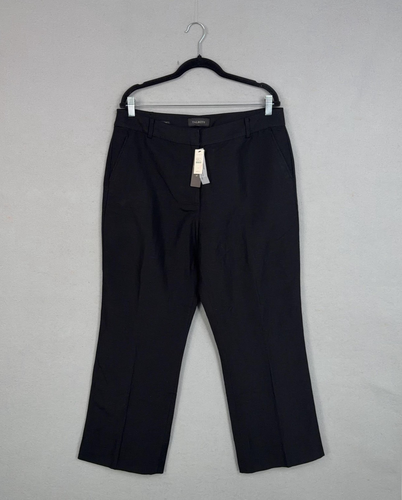 Talbots Pants Womens 14 Black Heritage Linen Blend Work Trousers Minimalist NWT