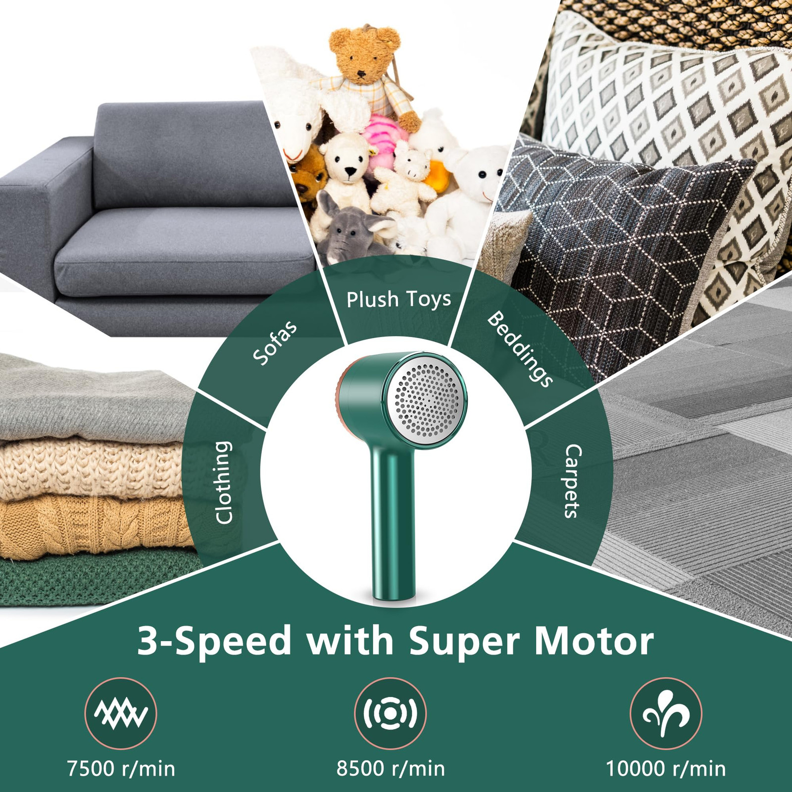 1200mAh Rechargeable Fabric Shaver Electric Lint Remover Portable Sweater green