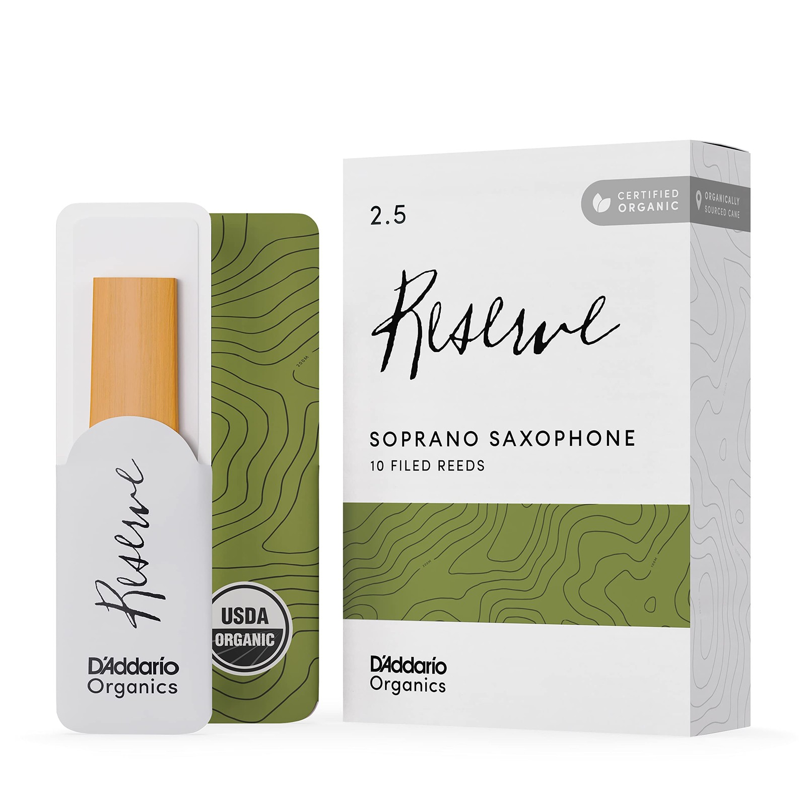 D''Addario Organic Reserve Soprano Saxophone Reeds, Strength 2.5, 10-pack