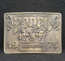 WD05147 AWESOME VINTAGE 1975 NATIONAL FINALS RODEO NFR BRASS BELT BUCKLE