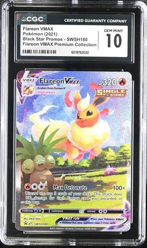 2021 POKEMON SWSH180 FLAREON VMAX BLACK STAR PROMO PREMIUM COLLECTION CGC 10 GEM