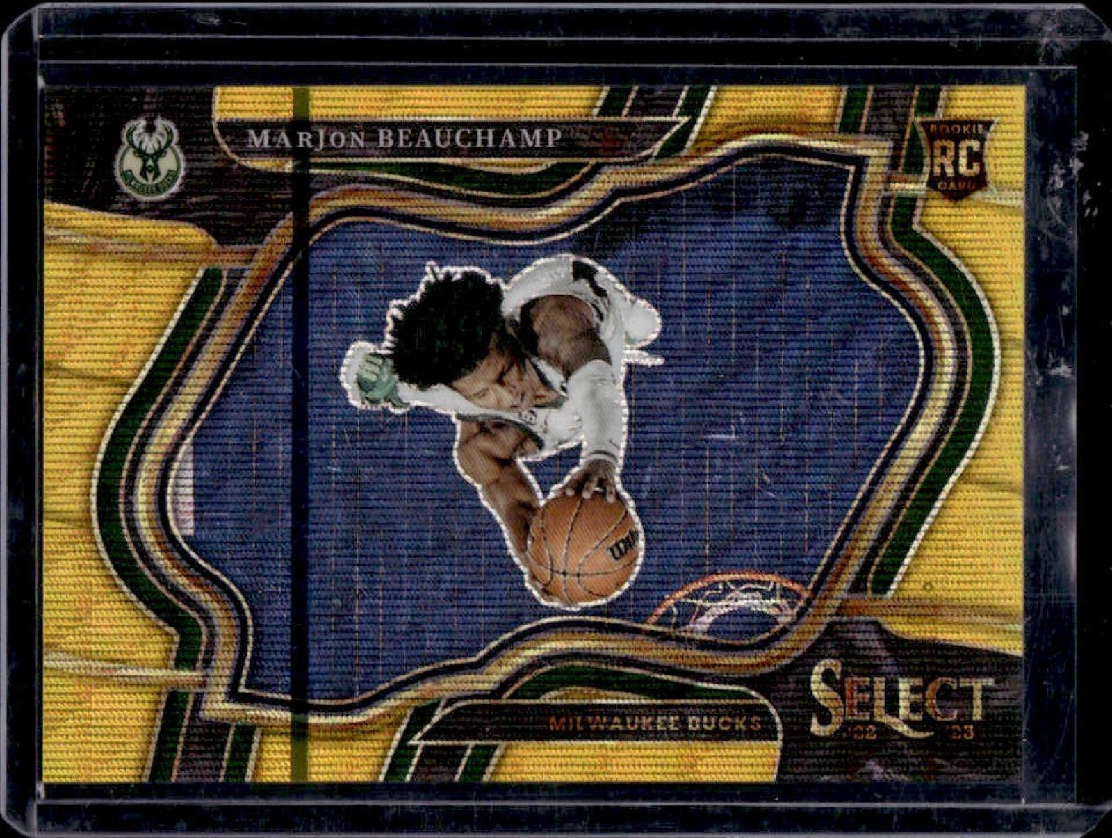 2022-23 Select MarJon Beauchamp RC Gold Wave Prizms Courtside #9/10 Bucks