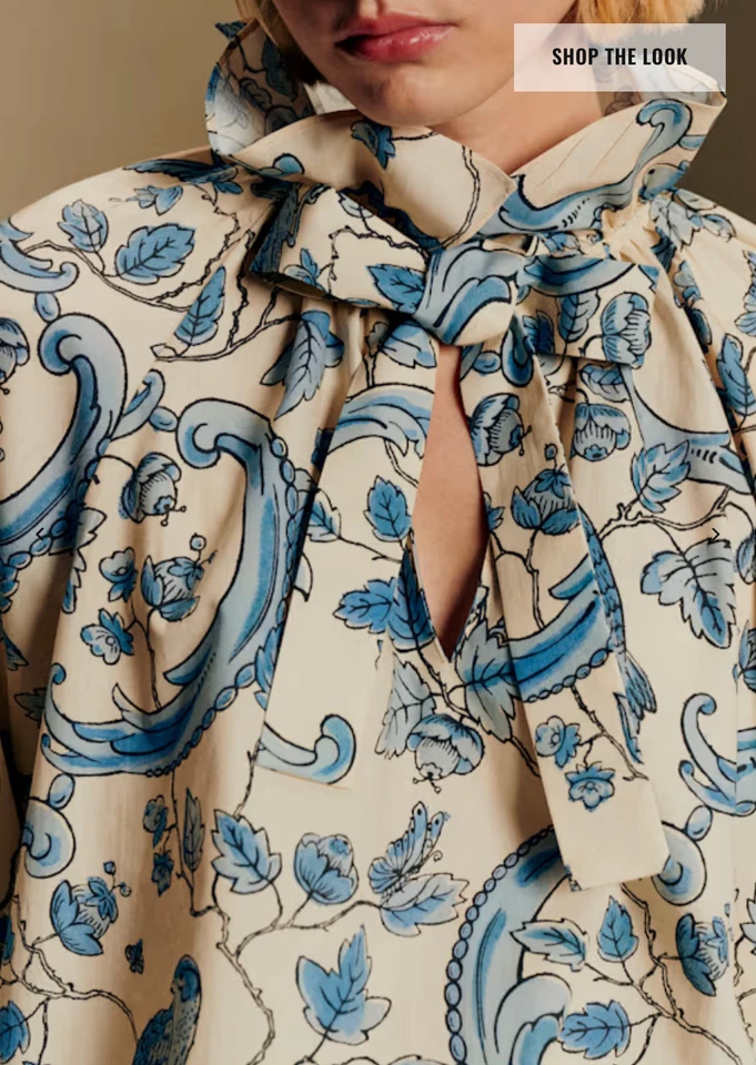 Блузка Hillis - Sézane x Antoinette Poisson Blue Birds принт размер 38 - Изображение 2 из 4