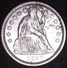 1857-O SEATED LIBERTY DIME 10C, XF GRADE