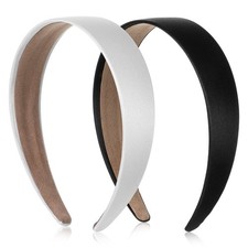 TIESOME 2Pcs Satin Headbands, 1.2 Inch Wide Fashion Hairband Anti-slip 70s He...