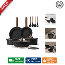 Compact 19-Piece Kitchen Cookware Set - Non-Stick, Detachable for Easy Storage