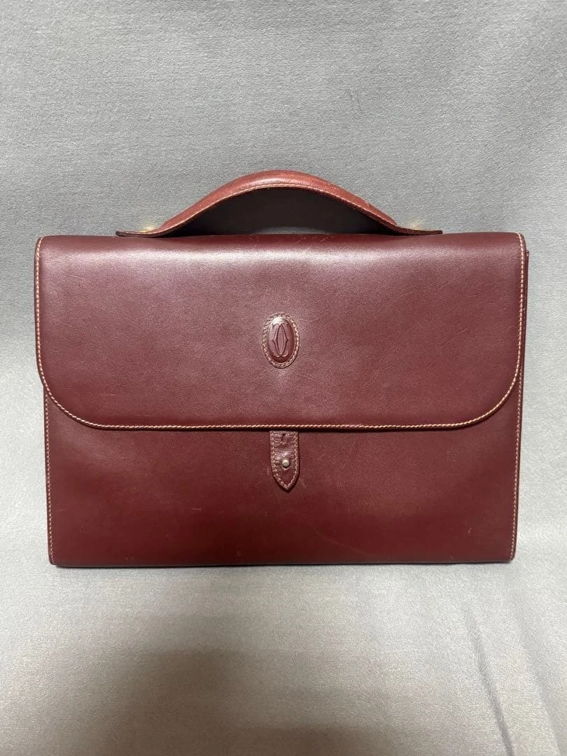 Cartier — Must de Cartier Handbag Bordeaux Authentic Briefcase Business Bag Red Men's