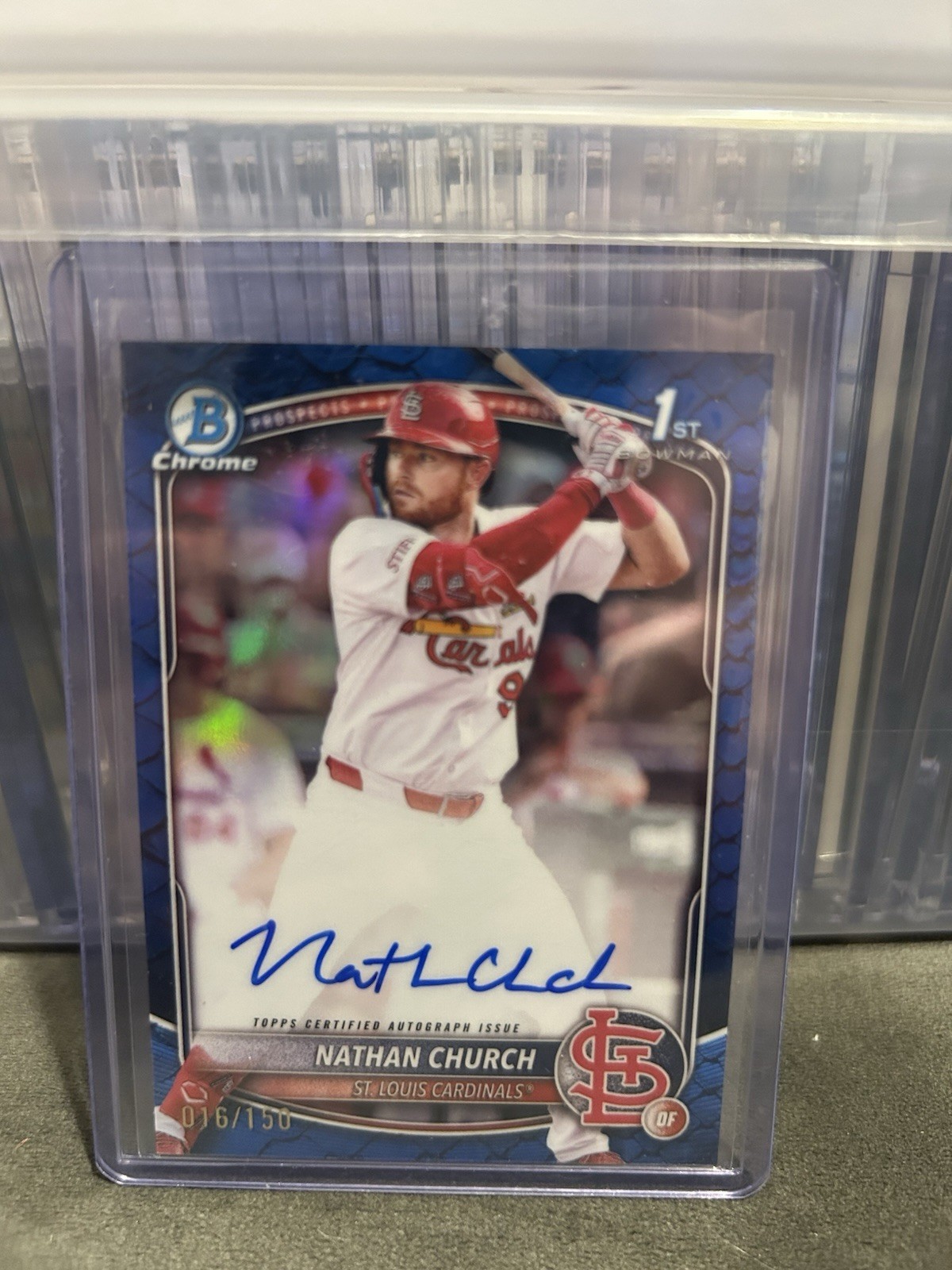 2025 Bowman Chrome 1st Auto Nathan Church Blue /150 St. Louis Cardinals